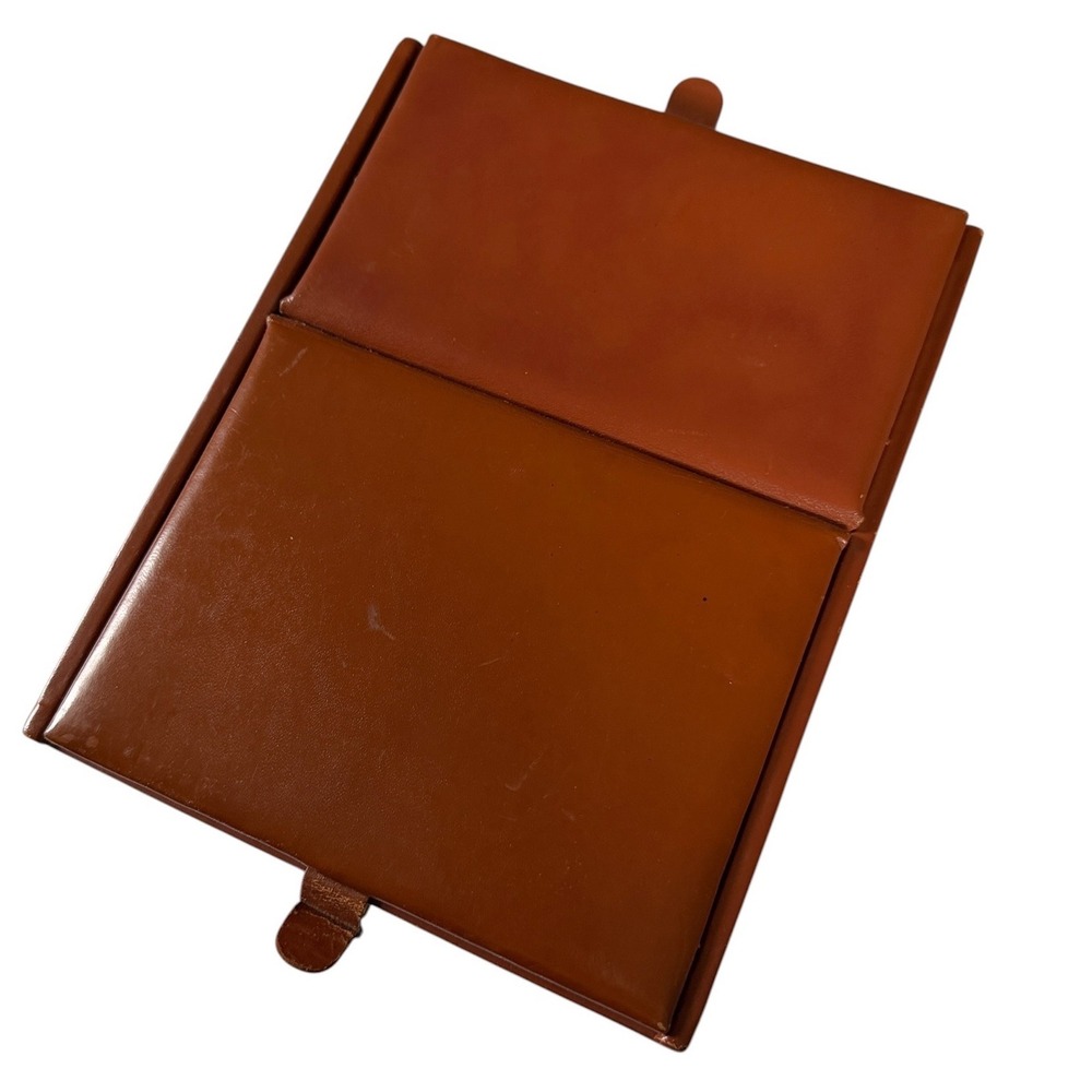 Vintage Made in England Tan Leather Travel Jewelry Case Cufflink Box Organizer